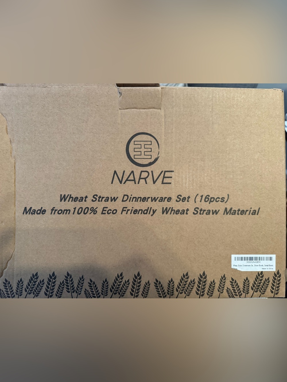 NARVE Wheat Straw Dinnerware Set - light gray 12 pieces